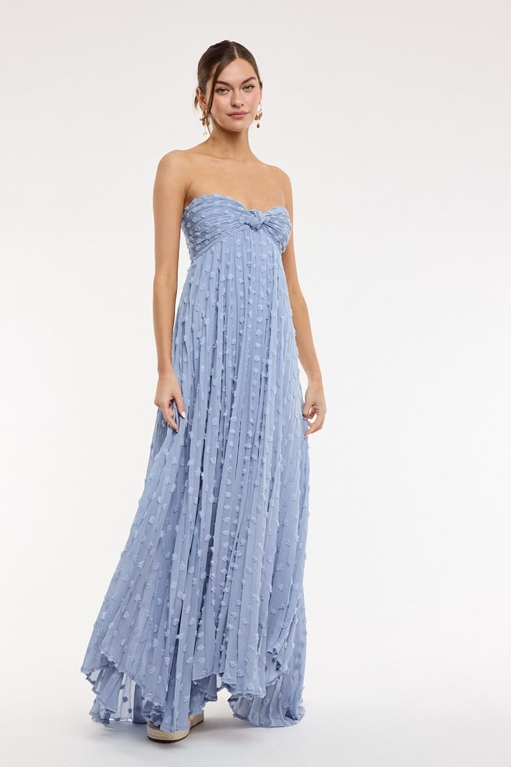 Blue Clip Dot Strapless Maxi Dress Summer Maxi Boho Pink