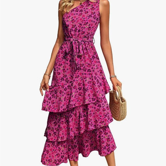 Floral Dress Color: Pink Size: M