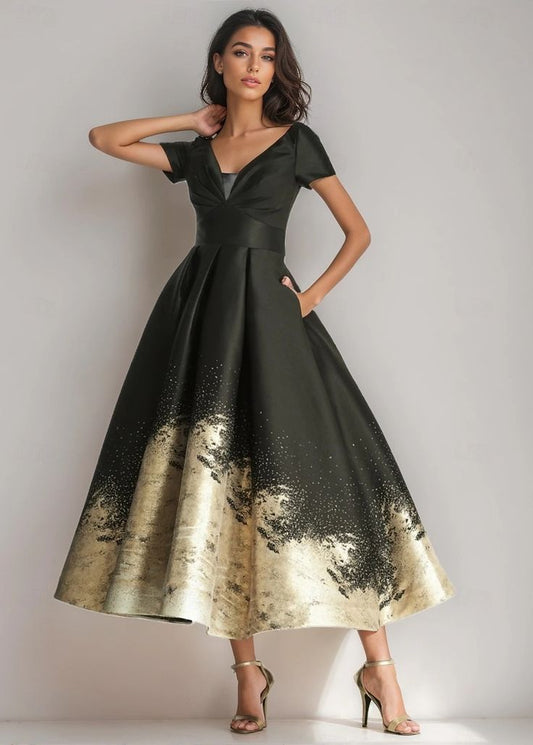 A Line Ankle Length Cocktail Dress Party Dress Elegant Silky Short