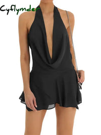 Outfit Ideas Women Sexy Slim Fit Low Cut Mini Dress Y2K Back