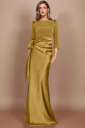 Sheath Scoop 3 4 Length Sleeves Floor Length Mother Dress M Mustard
