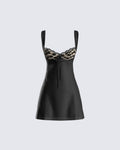 Black Mini Dress Lace Bustier A Line Date Night