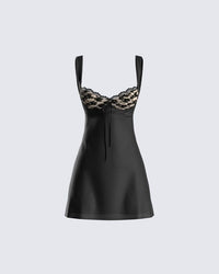 Black Mini Dress Lace Bustier A Line Date Night