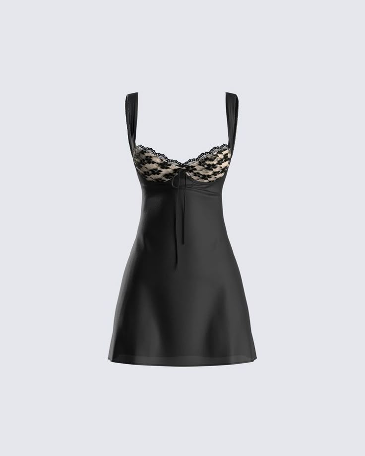 Black Mini Dress Lace Bustier A Line Date Night