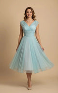 V Neck Empire Waist Chiffon Gown