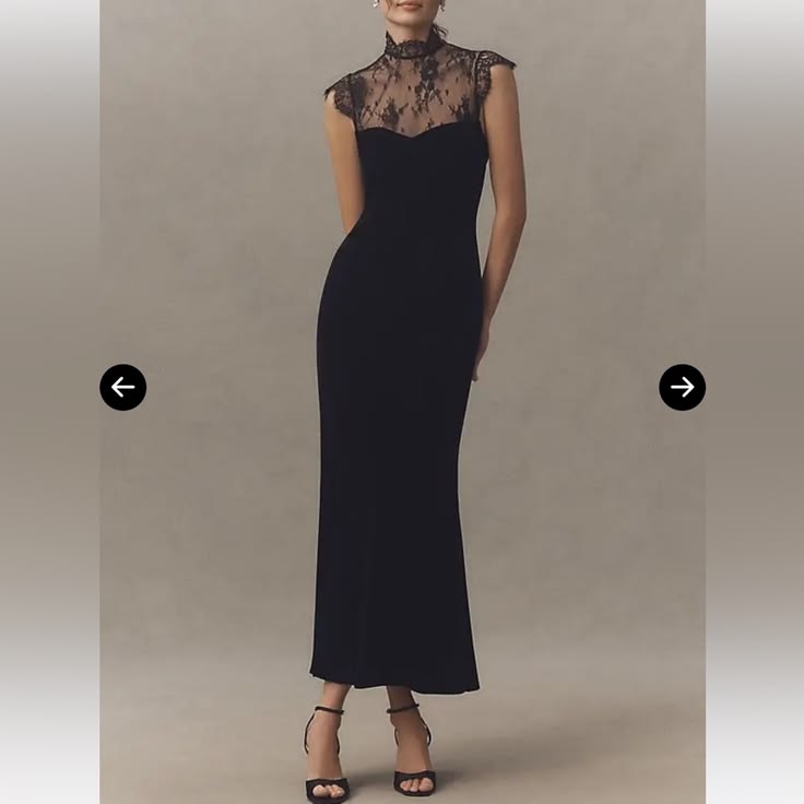 Lace Velvet Maxi Dress in Black