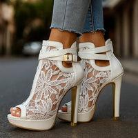Estelle - Lace Open Toe Heels