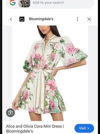 Alice + Olivia Dress Alice + Olivia White Floral Button Front Mini