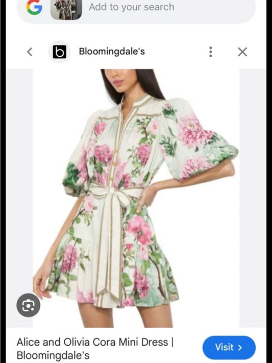 Alice + Olivia Dress Alice + Olivia White Floral Button Front Mini