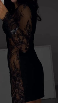 Amelia - Lace Accent Mini Dress