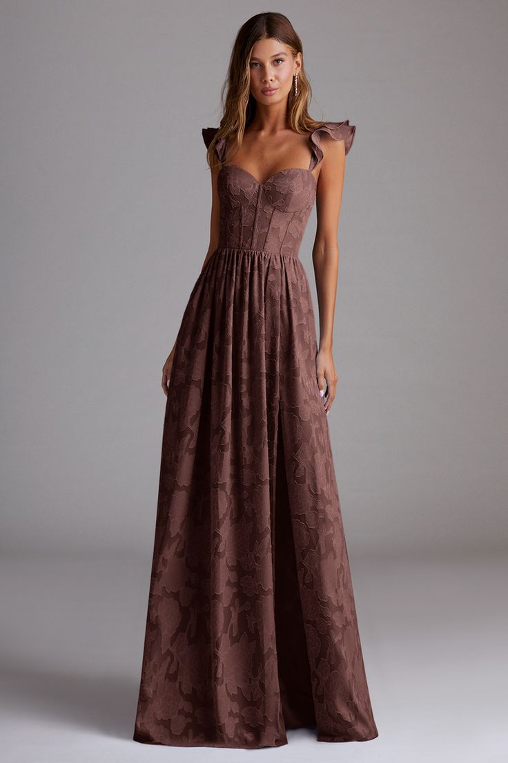 Denisse Mocha Coco Corset Maxi Dress