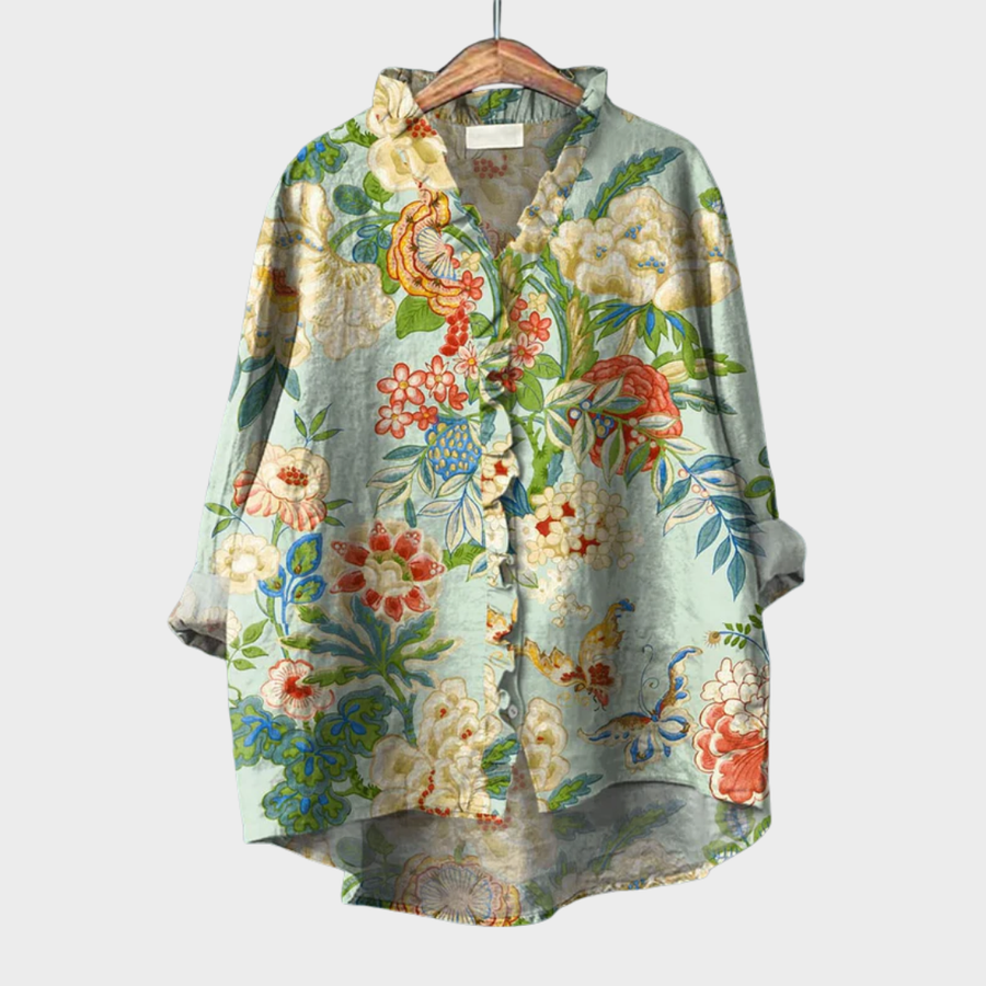 Gaia - Elegant Linen Summer Blouse