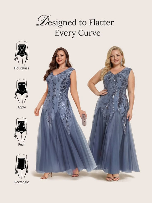 Ever Freya Embroidered Sequin Cap Sleeve High Stretch Evening Dress