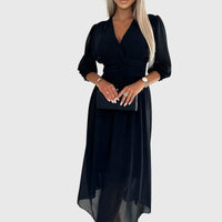 Chloe | Lightweight Silky Chiffon Dress Black