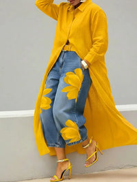 Maud - Shirt Dress and Floral Jeans Set