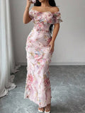 Multicolor Elegant Women's Dress Color: Pink Tan Size: Various