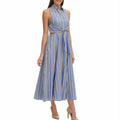 Tommy Hilfiger Dress Tommy Hilfiger Blue Yellow Cotton Stripe Maxi