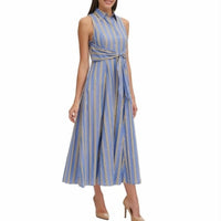 Tommy Hilfiger Dress Tommy Hilfiger Blue Yellow Cotton Stripe Maxi