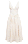 Emmelina Embroidered Corset Bodice Cocktail Dress In White At