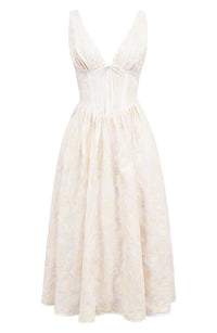 Emmelina Embroidered Corset Bodice Cocktail Dress In White At