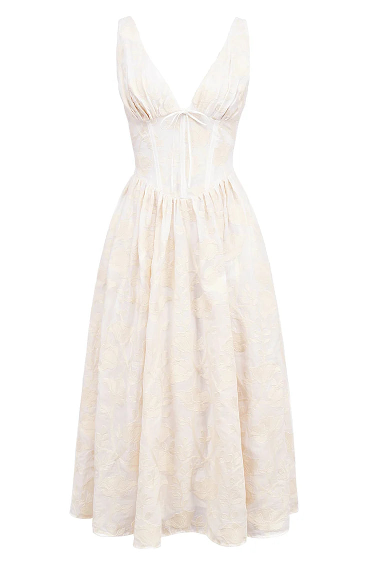 Emmelina Embroidered Corset Bodice Cocktail Dress In White At