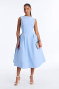 Anika Pleated Midi Dress Blue Fashion Nova