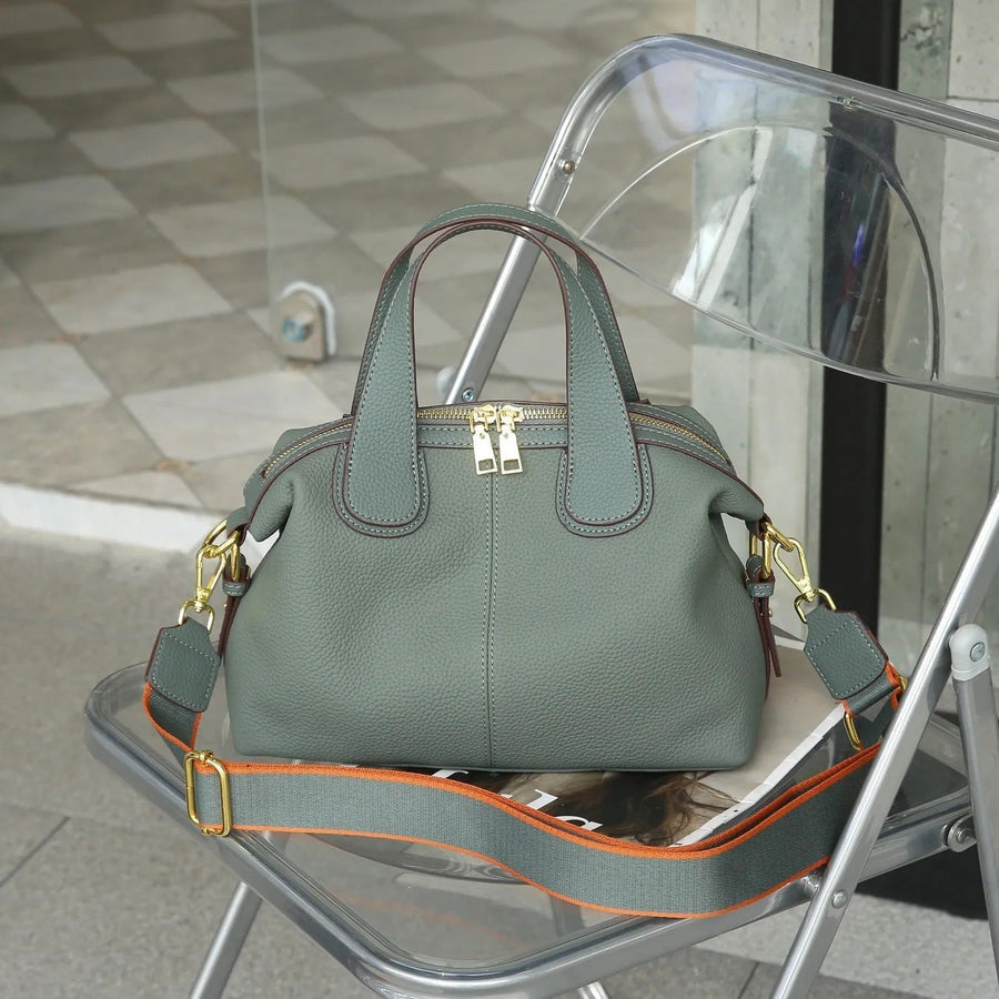 Faux Leather Bag with Metal Hardware - Marcela