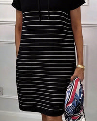 Xanthea - Striped Hooded Everyday Shift Dress