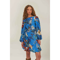 Farm Rio Dress Farm Rio Blue Surreal Flowers Wrap Lenzing Ecovero Mini