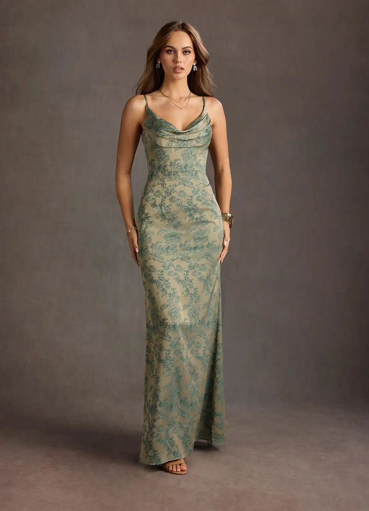 Azazie Leah Platinum Teal Gown