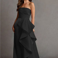 Dress Elegant Black Strapless Gown Color: Black Size: 10