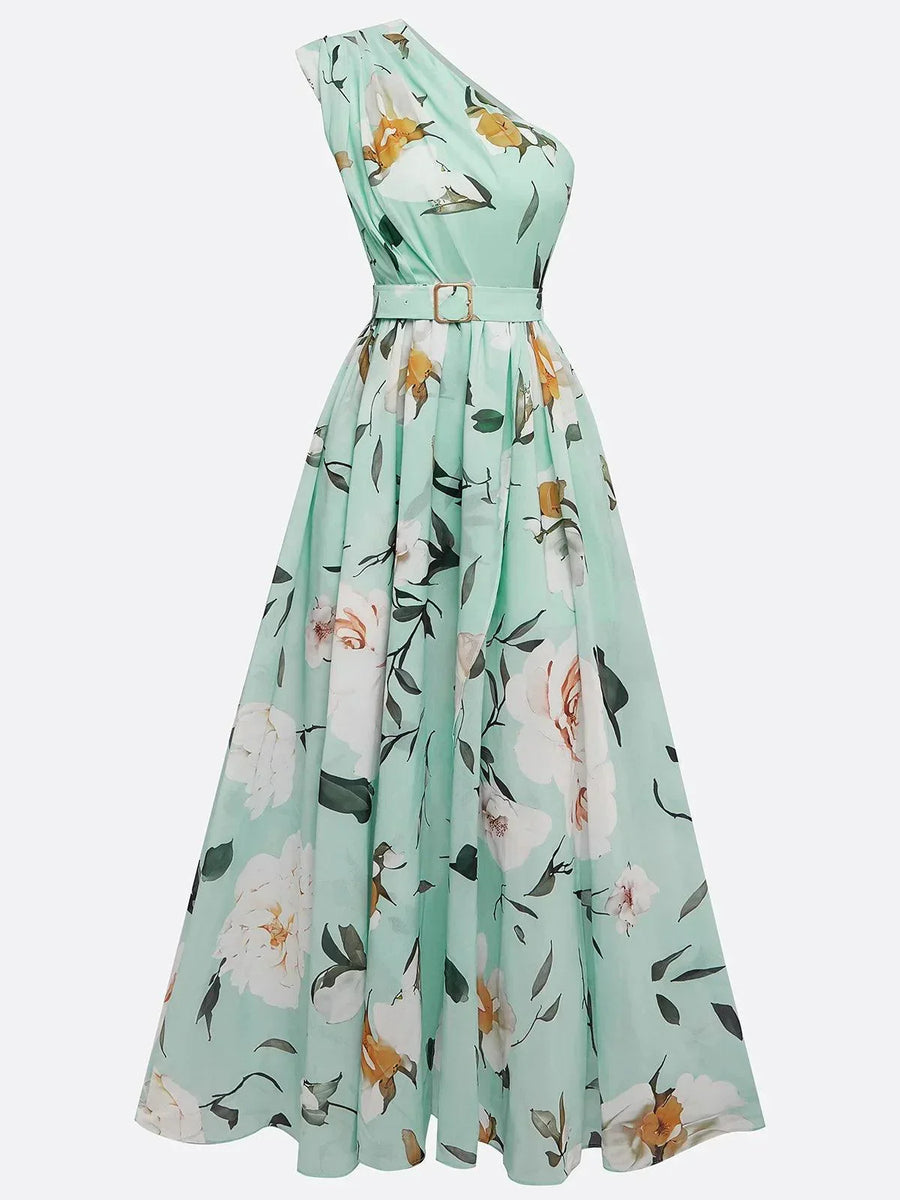 Liora - Light Green Floral Maxi Dress