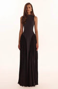 Milla Fitted Mock Neck Formal Maxi Dress In Black At , Size X Small