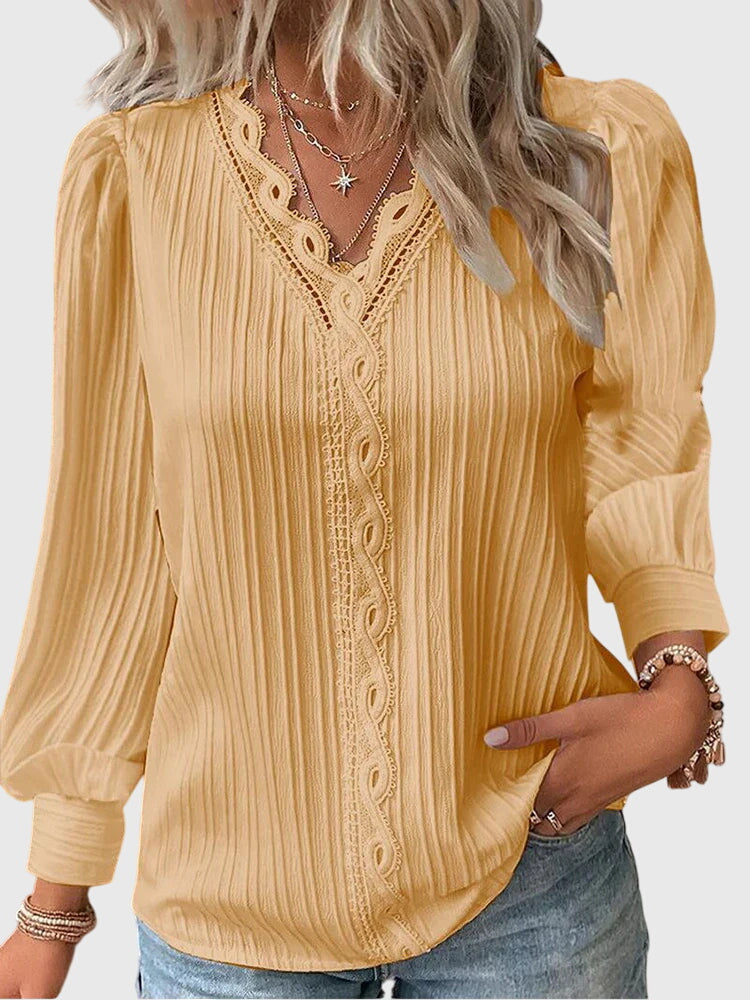 Andrea | Elegant Pullover Blouse Yellow