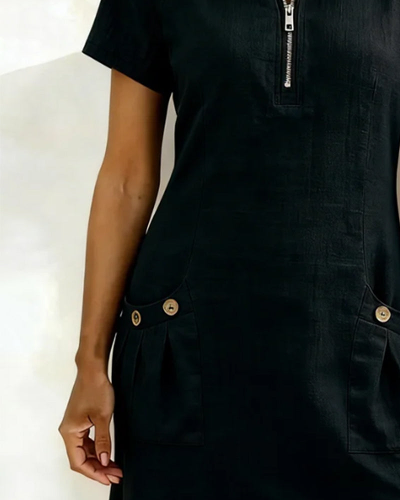 Hallie – Lightweight Linen Cotton A-Line Dress
