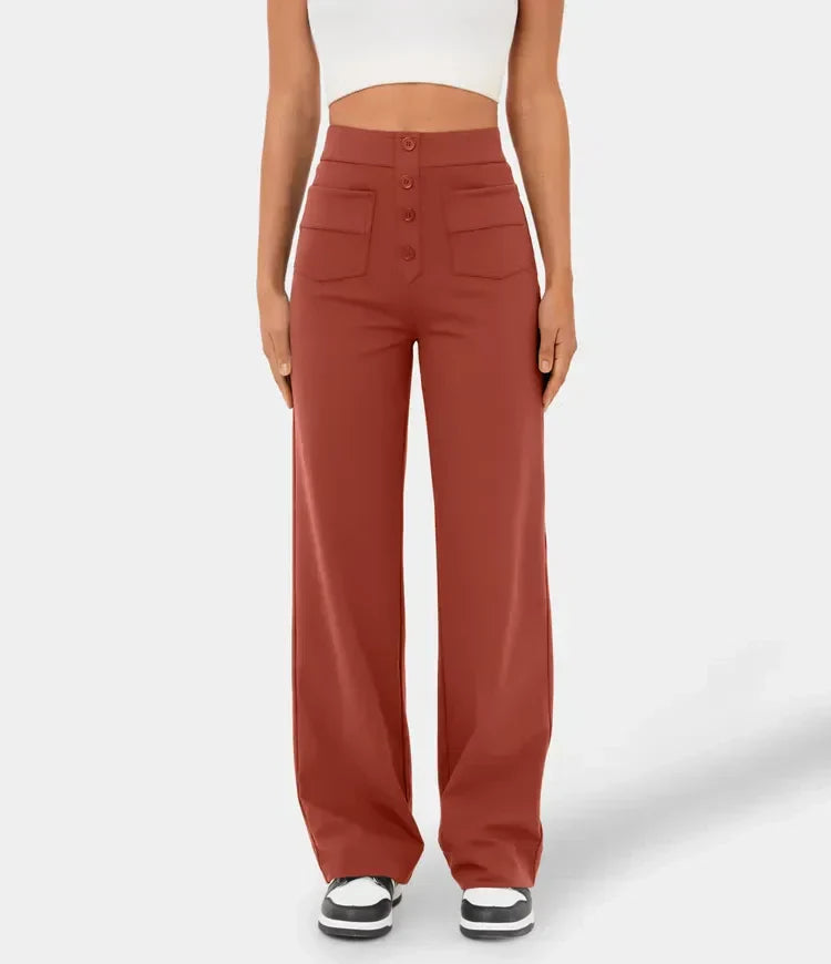 Elvren Button-Front Straight Trousers