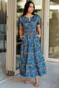 Palmer Tiered Maxi Dress Cobalt Multi Floral