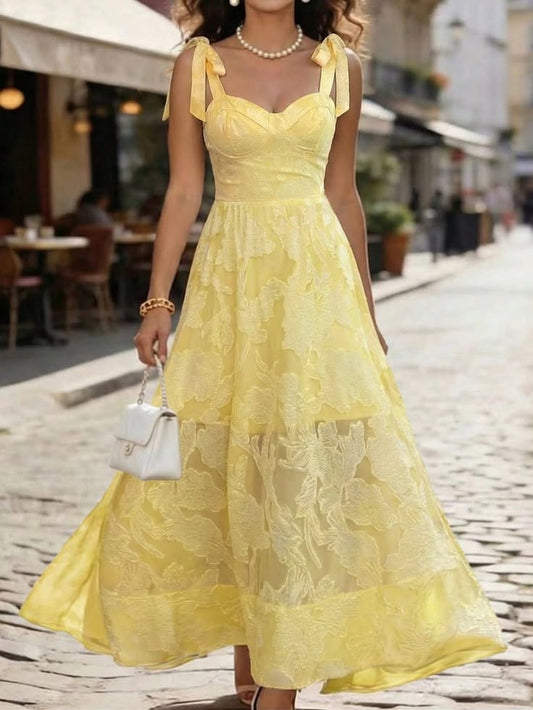 Moda Me Couture Dress Yellow Elegant Women's Floral Chiffon Long Dress