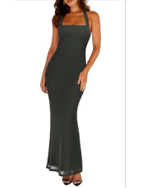 Reoria Dress New Mesh Ruched Sheer Sleeveless Wedding Guest Bodycon