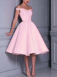 A Line Tea Length Little White Dress Cocktail Dress Wedding Dress