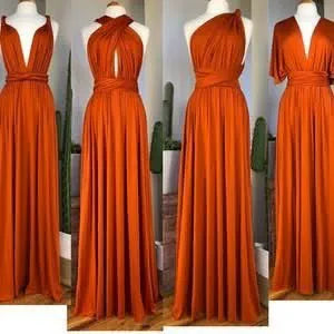 Conversible Orange Bridesmaid Dress