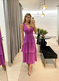 Simple Elegant Purple Women Sexy Prom Dress