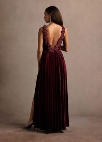 Katniss Wine Rose Gown Ready To Ship
