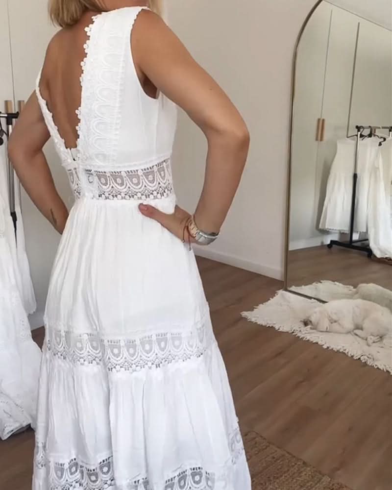 Aubrey - Lace V-Neck Maxi Dress