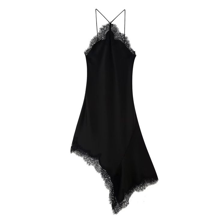 Woherb Women's 2025 Summer New Sexy Lace Asymmetric Slings Fashion