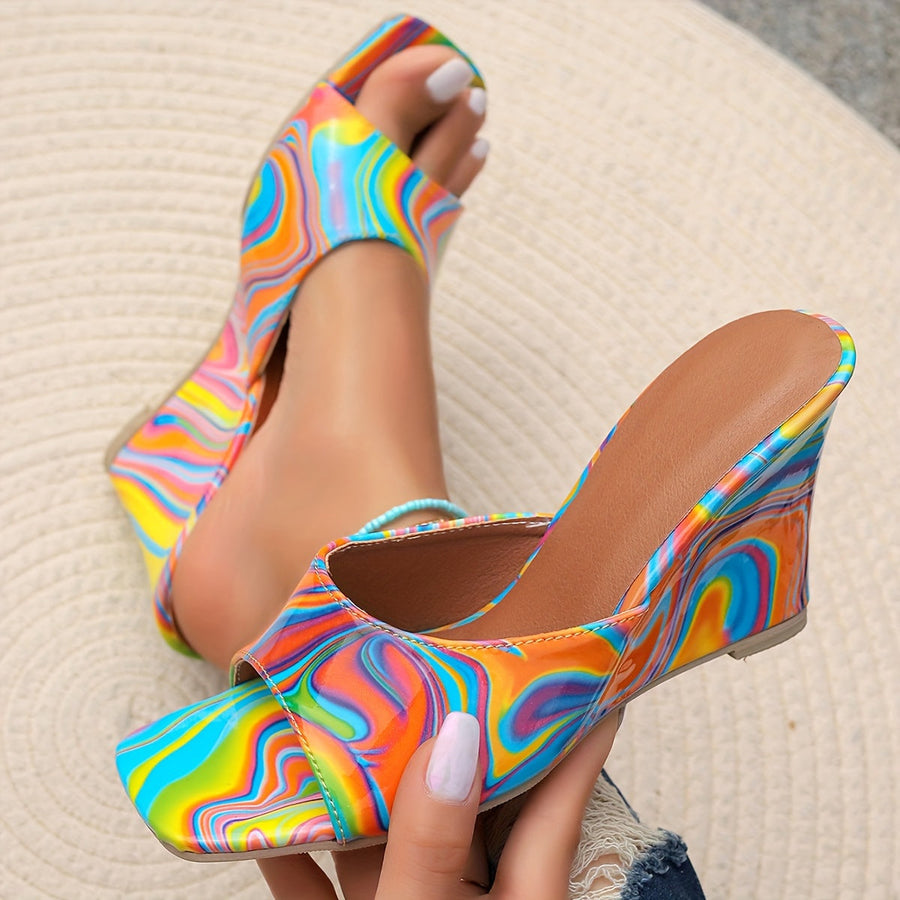 Mitzi Abstract Leather Wedge