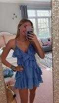 A Line V Neck Blue Short Homecoming Dress Lovely Homecoming Dress