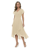 ChicSew V Neck Short Sleeve High Low Hem Chiffon Formal Mother Of The