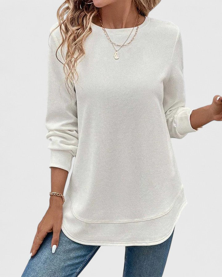 Nadyalyn | Elegant O-Neck Long Sleeve White