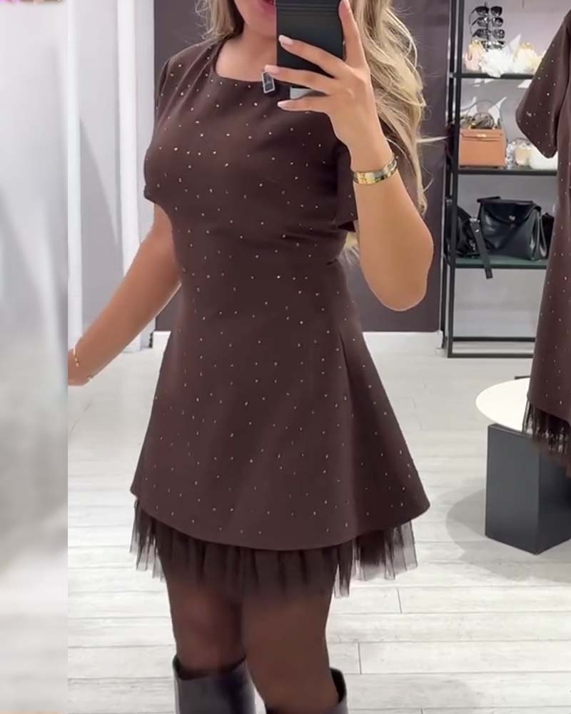 Harper – Shimmering Mesh Patchwork Dress